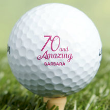 70e anniversaire cadeau balles de golf 70 et rose 