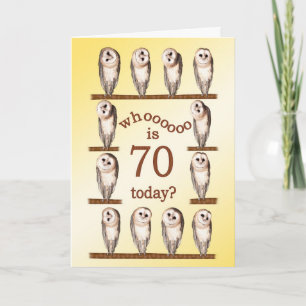 70e anniversaire, carte de curious owls.