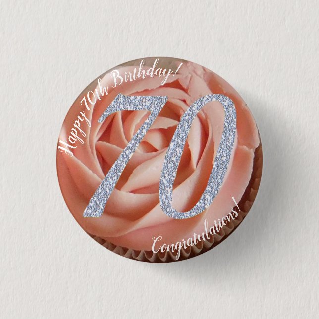 70e Anniversaire Cupcake 3 Cm Round Badge (Devant)