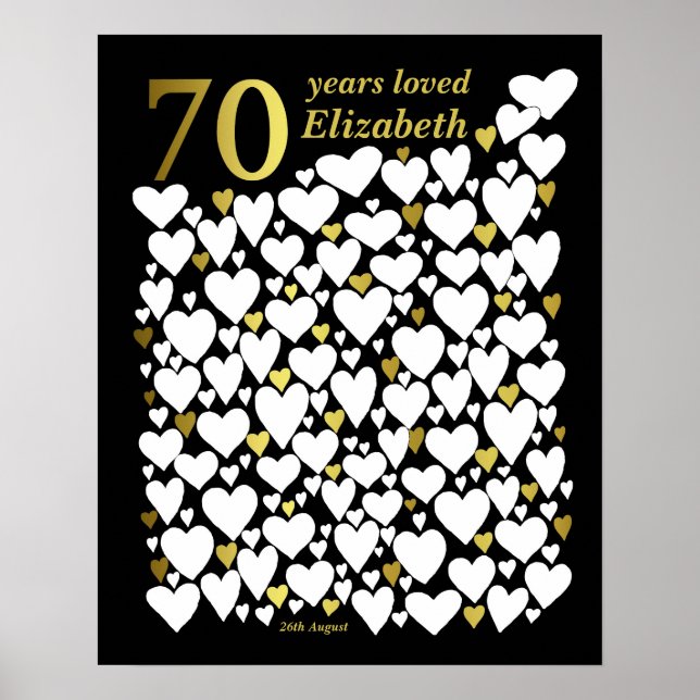 70e Anniversaire de la fête Invité Livre Poster ca (Devant)