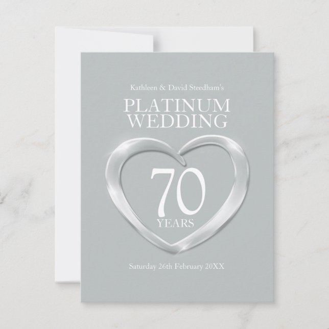 70e anniversaire de mariage platine carte de répon (Devant)