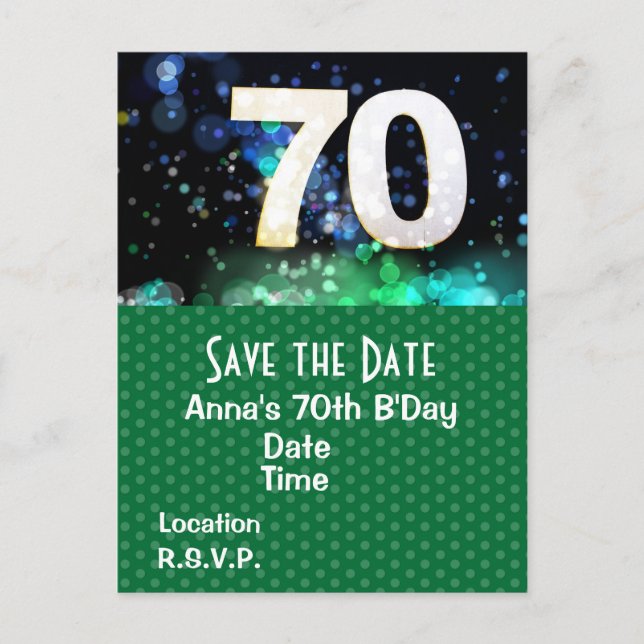 70e anniversaire Enregistrer la date Carte postale (Devant)