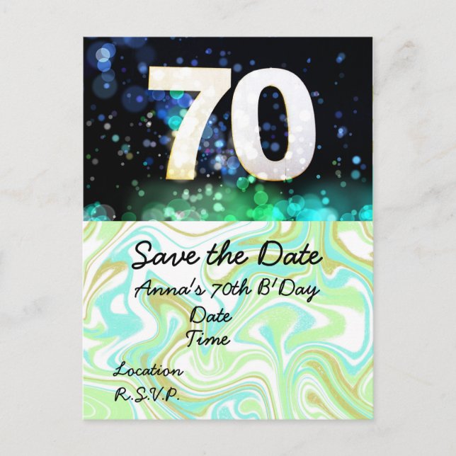70e anniversaire Enregistrer la date Carte postale (Devant)