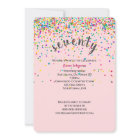 70e Anniversaire Fête confetti Invitation