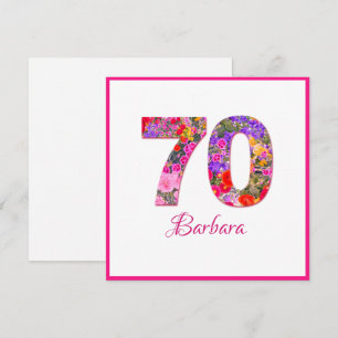 70e anniversaire floral rose lilas carte plat