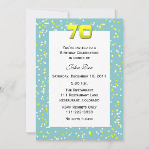 70e anniversaire Invitation Confetti