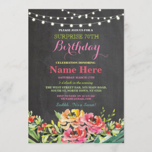 70e anniversaire Invitation floral rose