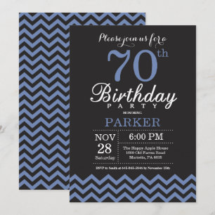 70e anniversaire Invitation Noir et Bleu