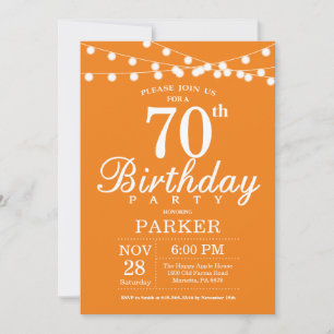 70e anniversaire Invitation Orange