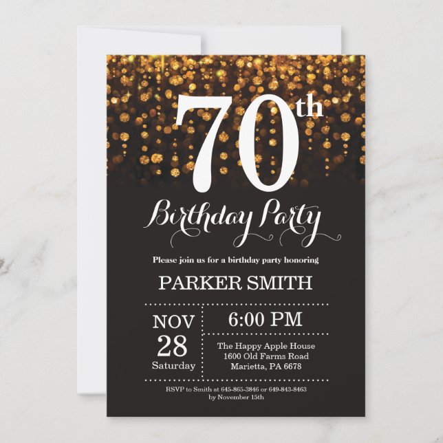 70e anniversaire Invitation Parties scintillant d' (Devant)
