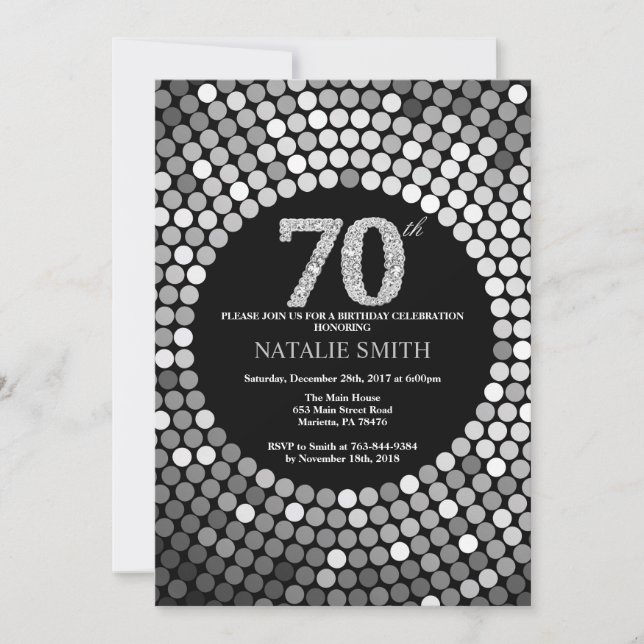 70e anniversaire Invitation Parties scintillant no (Devant)