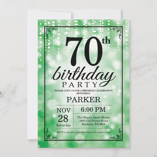 70e anniversaire Invitation Parties scintillant ve (Devant)