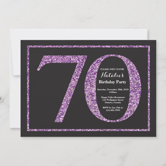 70e anniversaire Invitation Parties scintillant vi (Devant)