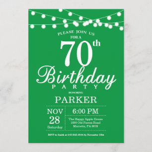 70e anniversaire Invitation verte