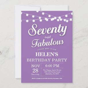 70e anniversaire Invitation violet fabuleux