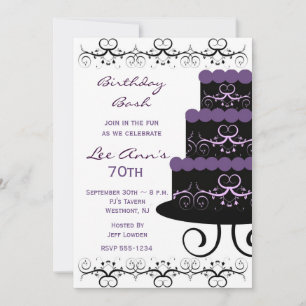70e anniversaire Invitations à la fête de Swirl vi