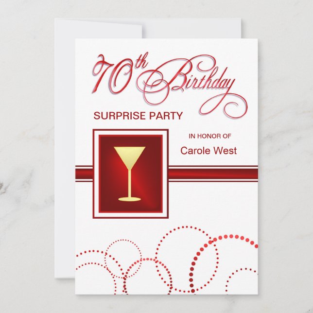 70e anniversaire Invitations du Surprise Party - R (Devant)