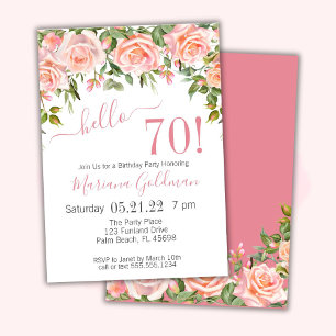 70e anniversaire Invitations Pink Floral Modern Pa