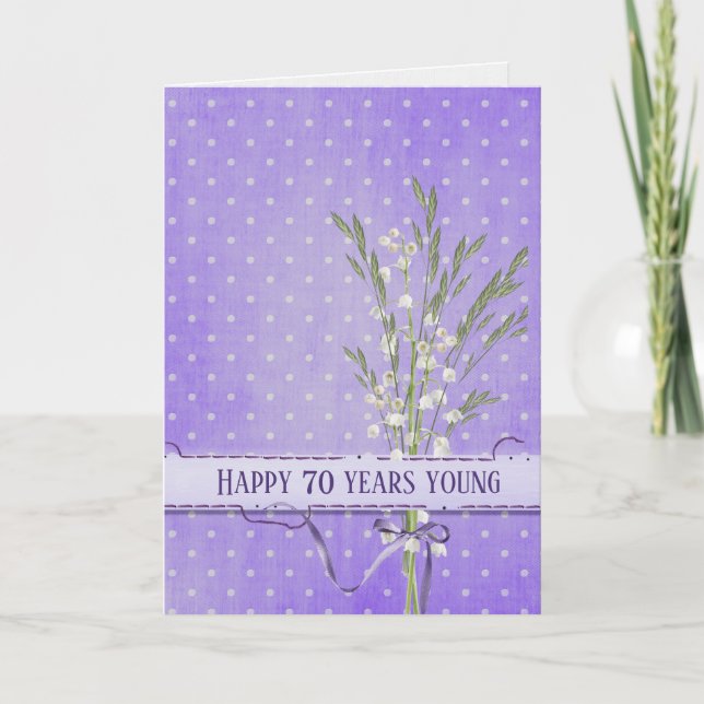 70e Anniversaire Lily de la Vallée Carte Bouquet (Devant)