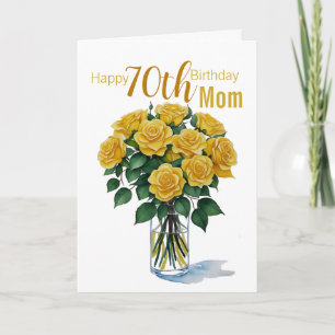 70e anniversaire Maman Carte de bouquet de rose ja