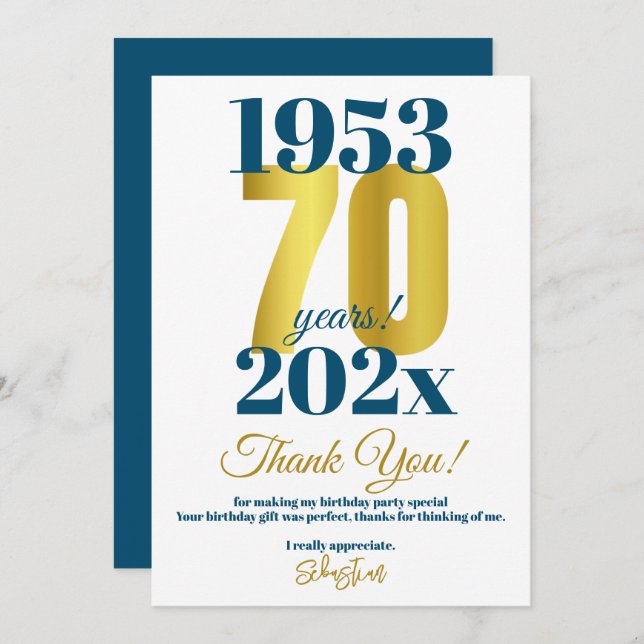 70e anniversaire Merci de fête (Devant / Derrière)