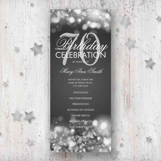 70e anniversaire Programme Glam Lights Silver Menu (Créateur téléchargé)