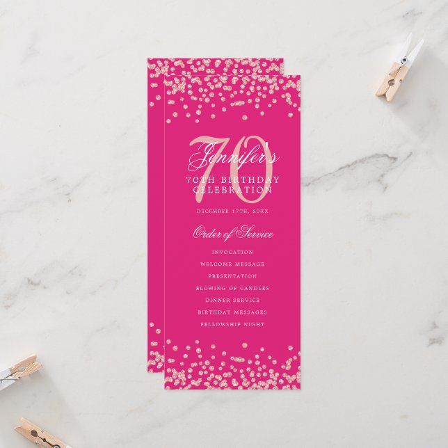70e Anniversaire Programme Merci Rose or rose chau (Devant/Arrière en situation)