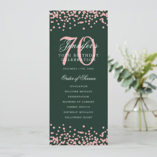70e anniversaire Programme Rose Gold Menu Vert