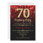 70e anniversaire - Red Black Gold Invitation
