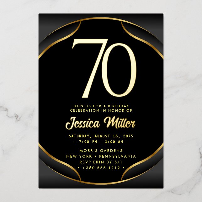 70e anniversaire Rose de fête Gold Foil Invitation (Recto)