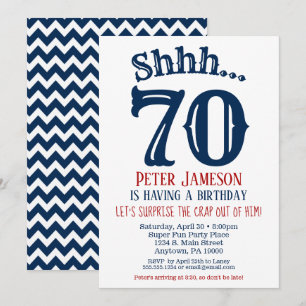 70e Anniversaire Surprise Invitation Homme Marine 
