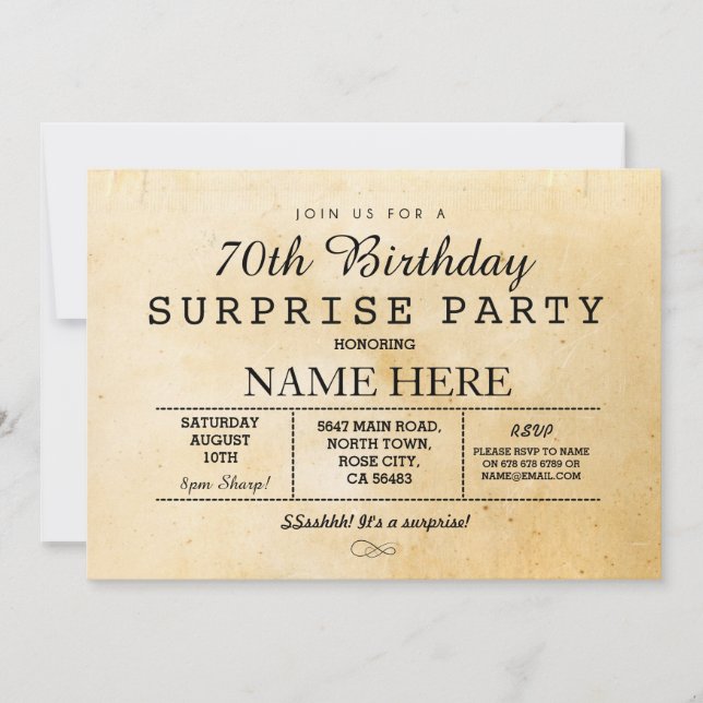 70E ANNIVERSAIRE VINTAGE 60E INVITATION (Devant)