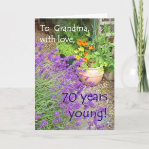 70e carte d'anniversaire pour grand-mère - Jardin 