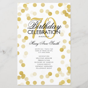 70e fête d'anniversaire Programme Gold Confetti av