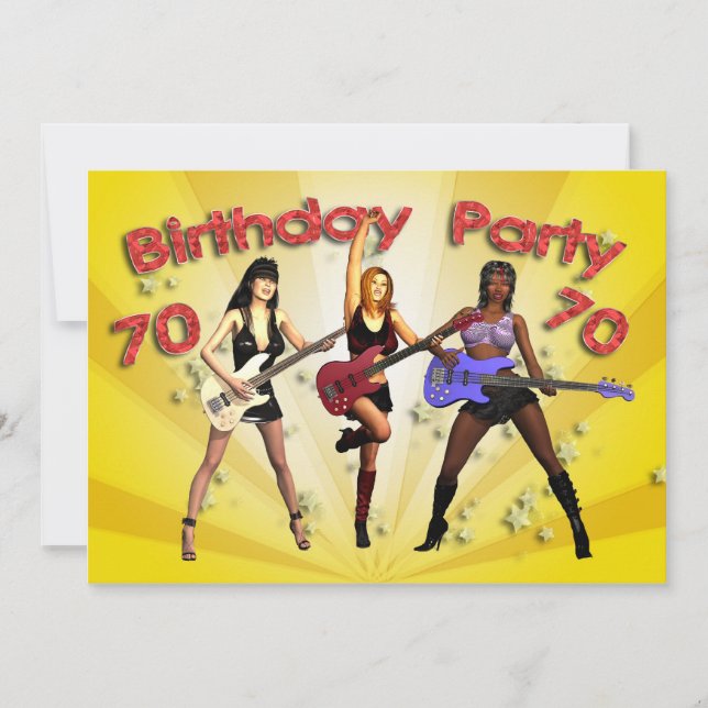 70e invitation de fête d'anniversaire avec un grou (Devant)