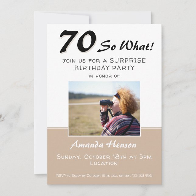 70e Invitation photo d'anniversaire surprise (Devant)