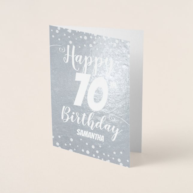 70e Joyeuse carte Foil Anniversaire personnalisée (Devant)