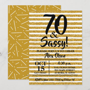 70e Parties scintillant d'or Grèves Invitations d'