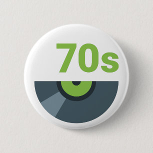 70s 1970's Rock Record Music 2 Inch Round Button