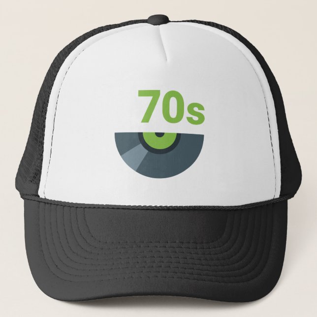 70s 1970's Rock Record Music Trucker Hat (Front)