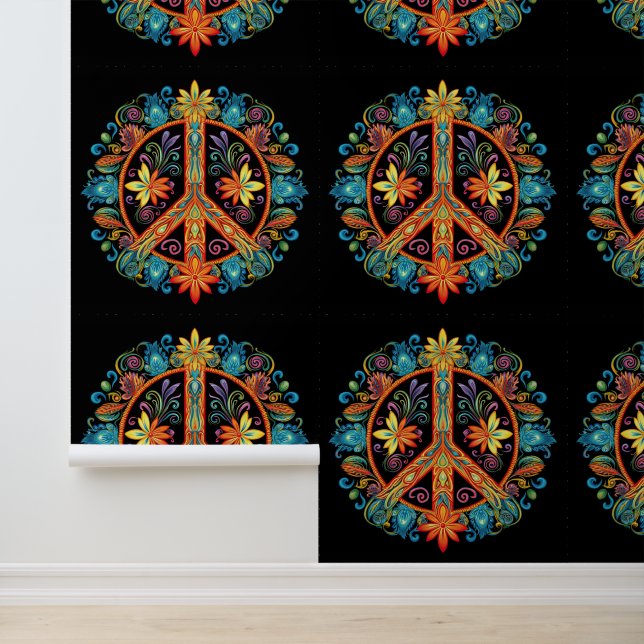 70s 60s Peace Sign Colourful Wallpaper (Application)