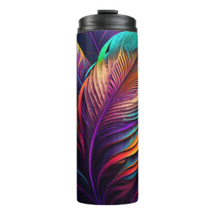 70s 60s Psychedelic Feathers Thermal Tumbler