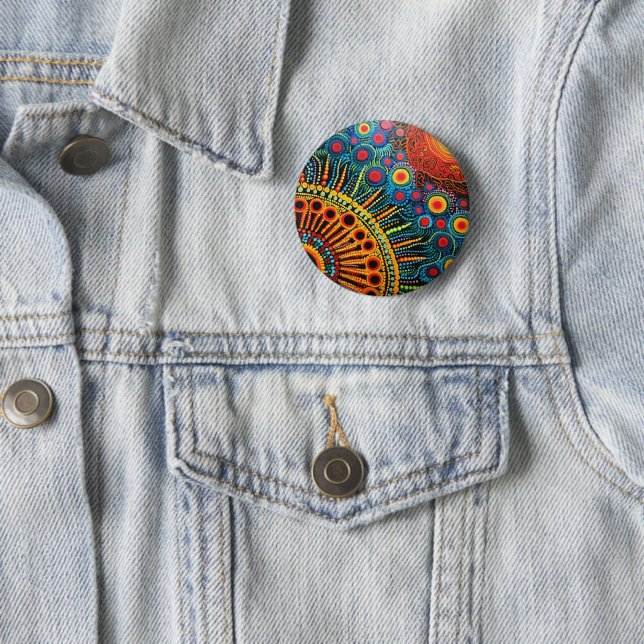 70s 60s Psychedelic Hippy Retro Hip 2 Inch Round Button (In Situ)