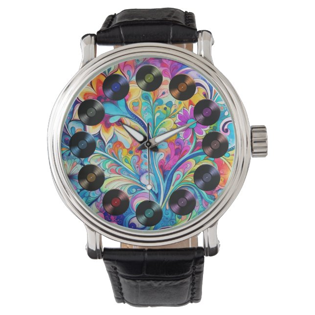 70s 60s Psychedelic Hippy Retro Hip Watch (Front)