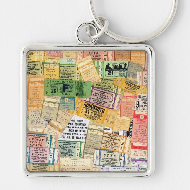 70s 80s Music Concert Tickets. Great gift for mom  Keychain (Front)