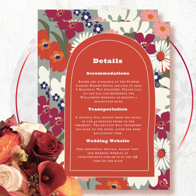 70's 80's Red Orange Fall Wedding Detail Card (Creator Uploaded)