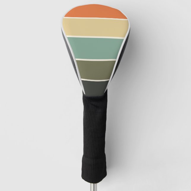 70s 80s Retro Striped Stripes Golf Head Cover (Front)