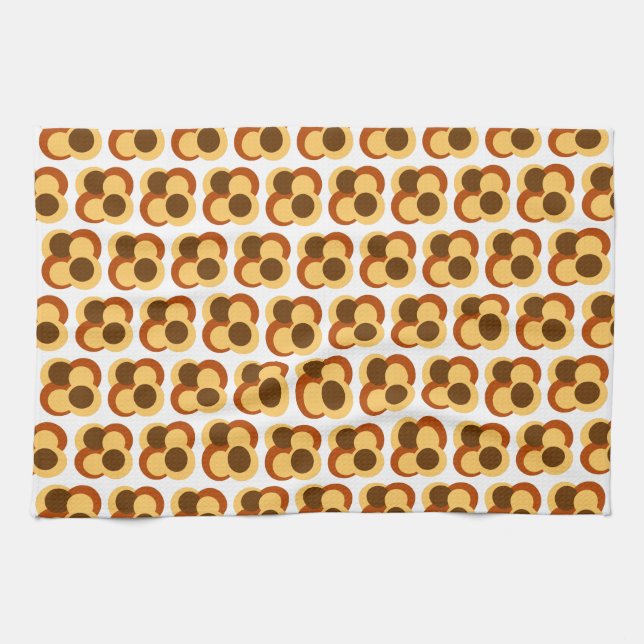 70s Abstract Geometric Circular Shapes Kitchen Towel (Horizontal)