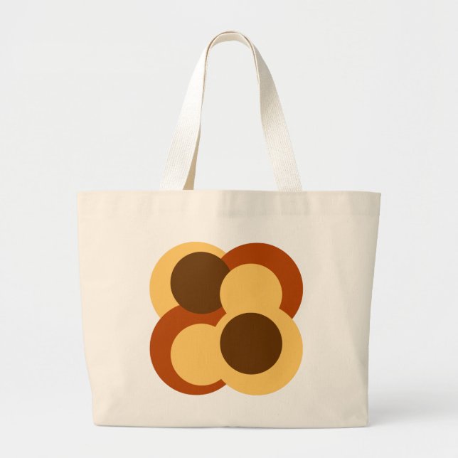 70s Abstract Geometric Circular Shapes Large Tote Bag (Front)