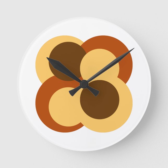 70s Abstract Geometric Circular Shapes Round Clock (Front)
